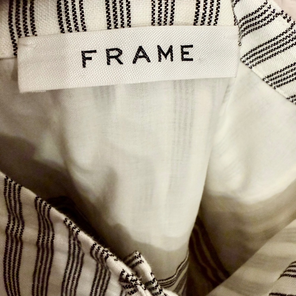 FRAME Striped Button Front Mini Dress Black White Sleeveless Pockets Women's S - Picture 4 of 6